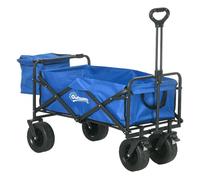 Outsunny Carro Plegable con Ruedas Grandes con Bolsa Térmica Desmontable Carro para Playa con Longitud y Ángulo del Mango Ajustables y Bolsa Transporte Carga 100 kg para Compra Jardín Exterior Azul