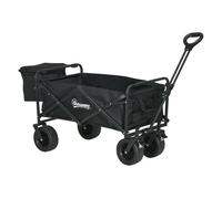 Outsunny Carro Plegable con Ruedas Grandes con Bolsa Térmica Desmontable Carro para Playa con Longitud y Ángulo del Mango Ajustables y Bolsa Transporte Carga 100 kg para Compra Jardín Exterior Negro