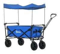 Outsunny Carro Plegable con Toldo Desmontable Carro de Playa Carro de Jardín con Longitud y Ángulo del Mango Ajustables Ruedas Grandes y Bolsa de Transporte Carga 100 kg para Compra Azul