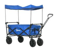 Outsunny Carro Plegable con Toldo Desmontable Carro de Playa Carro de Jardín con Longitud y Ángulo del Mango Ajustables Ruedas Grandes y Bolsa de Transporte Carga 100 kg para Compra Azul