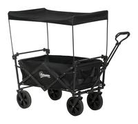 Outsunny Carro Plegable con Toldo Desmontable Mango Ajustable Bolsa de Transporte Ideal para Picnic Carga 100 kg Negro Aosom España