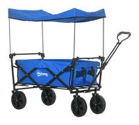 Outsunny Carro Plegable con Toldo Desmontable Mango Ajustable Bolsa de Transporte Ideal para Playa Carga 100 kg Azul Aosom España