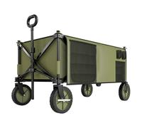 Outsunny Carro Plegable de Jardín con Ruedas 100 kg 108x55x93 cm Verde | Carro para Jardín, Mango Telescópico, Tablero Plegable, 5 Bolsas, Marco de Acero, Compra, Patio