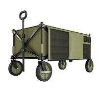 Outsunny Carro Plegable de Jardín con Ruedas Carro para Playa con Mango Telescópico Tablero Plegable 5 Bolsas Marco de Acero Carga 100 kg para Compra Patio 108x55x93 cm Verde