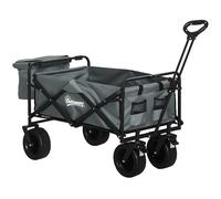 Outsunny Carro plegable de transporte, camión con bolsa isotérmica, carrito de playa con asa extensible, carrito de jardín hasta 100 kg, Oxford, gris oscuro