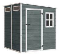 Outsunny Caseta de Almacenamiento Exterior 182x182 cm con Puerta con Cerradura y Suelo, Gris Envejecido Aosom España