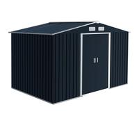Outsunny Caseta de Jardín 2 Puertas Corredizas Acero Galvanizado Base Refuerzo Con Ventilación Gris Oscuro 277x195x192 cm Aosom España
