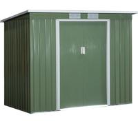 Outsunny Cobertizo de Jardín 213x130x173 cm Caseta de Exterior Metálica para Almacenamiento de Herramientas Verde Oliva Aosom España