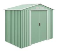 Outsunny Caseta de Jardín 213x130x185 cm Cobertizo de Exterior Metálico para Almacenamiento de Herramientas Verde Claro