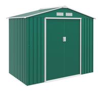 Outsunny Caseta de Jardín 213x130x185 cm Cobertizo Metálico de Exterior para Almacenamiento de Herramientas Verde militar