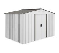 Outsunny Caseta de Jardín 277x195x192 cm Cobertizo de Exterior Metálico para Almacenamiento de Herramientas Plata y Gris Aosom España