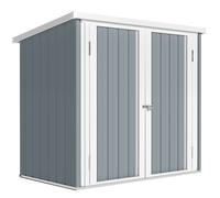Outsunny Caseta de jardín cobertizo de jardín 1,09 m² 2 puertas bloqueables 147 x 86 x 134 cm chapa de acero Gris claro Blanco Aosom España