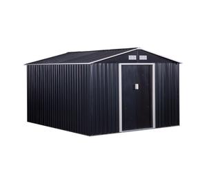 Outsunny Caseta de Jardín de Exterior Cobertizo de Jardín 8,3 m² 277x322x192 cm con 2 Puertas Corredizas Base Refuerzo (Suelo NO Incluido) para Patio