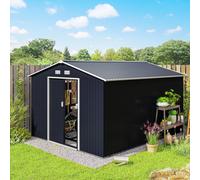 Outsunny Cobertizo de Jardín 322x277x192 8,25 m² Caseta de Exterior para Almacenamiento de Herramientas con 2 Puertas Correderas Gris Aosom España