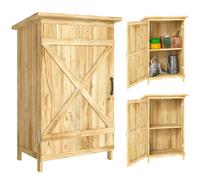 Outsunny Caseta de Jardín de Madera 63,5x40x90 cm Armario para Almacenaje de Herramientas con 2 Estantes y Puerta Natural
