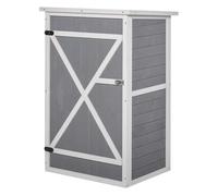 Outsunny Armario de Jardín de Madera para Exterior para Herramientas con 2 Estantes y Techo Asfáltico 75x56x115 cm Gris