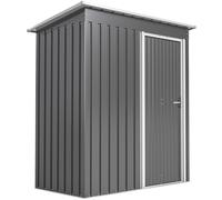 Outsunny Caseta de Jardín Exterior 1,16 m² 163x89x182 cm Cobertizo Metálica con Puerta Corredera y Techo Inclinado Gris