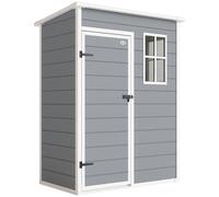 Outsunny Caseta de Jardín Exterior 151x92x193 cm con Suelo Puerta Corredera y Techo Inclinado para Almacenar Herramientas Gris