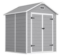 Outsunny Caseta de Jardín Exterior 182x151x219 cm con Suelo Puerta Cerrada y Techo Inclinado para Almacenar Herramientas Gris