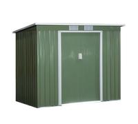 Outsunny Cobertizo de Jardín 213x130x172 cm Base de 2,42 m² Caseta de Exterior Metálica para Almacenamiento de Herramientas con 2 Puertas Correderas y