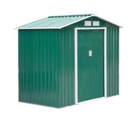 Outsunny Caseta de Jardín 213x130x185 cm Cobertizo Metálico de Exterior para Almacenamiento de Herramientas Verde militar