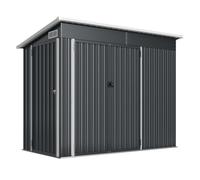 Outsunny caseta de jardín exterior 2,7 m², 234x132x185 cm, cobertizo de jardín exterior metálico con triple puerta, cerradura, techo inclinado y ventilación para almacenamiento de herramientas, gris