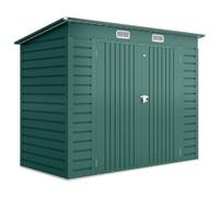 Outsunny Caseta de Jardín Exterior 2,7m² 249x121x183 cm Doble Puerta Verde | Cobertizo de Jardín Exterior, 2 Ventilaciones, Pestillo, para Terraza Patio, Fácil Montar