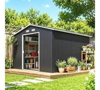 Outsunny Cobertizo de Jardín 322x277x192 8,25 m² Caseta de Exterior para Almacenamiento de Herramientas con 2 Puertas Correderas Gris Aosom España