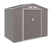 Outsunny Caseta de Jardín Metálica 213x130x185 cm Cobertizo Metálico de Exterior para Almacenamiento de Herramientas Gris Aosom España