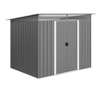 Outsunny Caseta de Jardín Metálica 4,5 m² 260x194x200 cm con Paneles Frontales Transparentes y 2 Puertas Corredizas Gris Aosom España