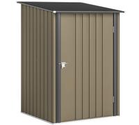 Outsunny Caseta de Jardín Porta Herramientas en Acero Galvanizado con Puerta, 100x104x160 cm, Marrón y Gris Oscuro Aosom España
