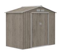 Outsunny Caseta Jardín Acero Galvanizado 2,42 m² 213x130x185 cm con 2 Puertas Correderas Techo Inclinado y 4 Ventanas Natural Aosom España