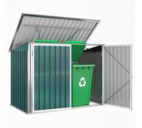 Outsunny Caseta para contenedores cerrable con puerta doble y tapa para 2 contenedores, acero 179,5 x 108 x 129,5/113 cm, Verde Aosom España