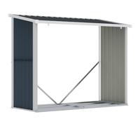 Outsunny Casetilla para Leña Acero Galvanizado Cobertizo de Almacenamiento de Troncos con Techo Inclinado 185x84x133,5/148,5cm Gris Aosom España