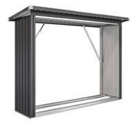 Outsunny Casetilla para Leña de Acero Galvanizado con Base Elevada y Techo Inclinado 213x66,5x150 cm Gris Oscuro