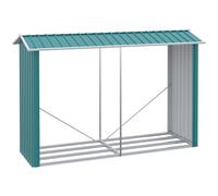 Outsunny Casetilla para Leña de Acero Galvanizado Leñero Exterior con Techo para Jardín Terraza 240x86x160 cm Verde Aosom España