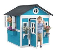 Outsunny Casita Infantil Exterior e Interior de Madera con Puerta Azul
