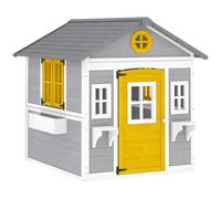 Outsunny Casita Infantil Exterior e Interior de Madera con Puerta Ventanas Jardineras y Soportes de Flores Gris
