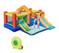 Outsunny Castillo Hinchable con 2 Toboganes 2 Camas de Salto y Piscina para Niños +3 Años Incluye Inflador 380x370x230 cm Multicolor Aosom España