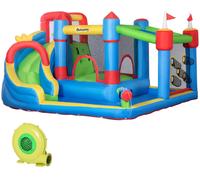 Outsunny Castillo Hinchable Infantil con Tobogán Grande para 3-8 Años con Cama de Salto Piscina 390x300x197cm Multicolor Aosom España