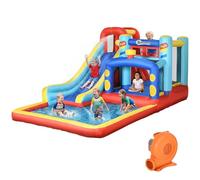 Outsunny Castillo Hinchable para 3-8 Años con Tobogán Trampolín Piscina Bolsa e Inflador 435x245x200 cm Multicolor Aosom España