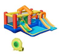 Outsunny Castillo Hinchable con 2 Toboganes 2 Camas de Salto y Piscina para Niños +3 Años Incluye Inflador 380x370x230 cm Multicolor Aosom España