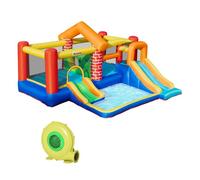 Outsunny Castillo Hinchable con 2 Toboganes 2 Camas de Salto y Piscina para Niños +3 Años Incluye Inflador y Bolsa de Transporte para Interior Exterior 380x370x230 cm Multicolor
