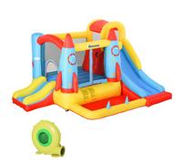 Outsunny Castillo Hinchable con 2 Toboganes Cama de Salto y Piscina para Niños +3 Años con Inflador y Bolsa de Transporte 330x265x185 cm Multicolor