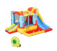 Outsunny Castillo Hinchable con 2 Toboganes Cama de Salto y Piscina para Niños +3 Años con Inflador 330x265x185 cm Multicolor Aosom España