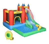 Outsunny Castillo Hinchable con Tobogán Cama de Salto y Piscina para Niños +3 Años con Inflador 330x245x215 cm Multicolor Aosom España
