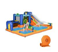 Outsunny Castillo Hinchable Infantil 7 en 1 Castillo Hinchable para Niños Parque Acuático con Tobogán Piscina Muro de Escalada Inflador y Bolsa de Transporte 430x420x200 cm Multicolor
