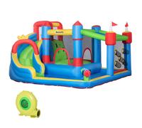 Outsunny Castillo Hinchable Infantil con Tobogán Grande para 3-8 Años con Cama de Salto Piscina 390x300x197cm Multicolor Aosom España