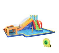 Outsunny Castillo Hinchable para Niños 3-8 Años con Tobogán, Pared, Portería y Canasta, en Tela Oxford, 590x460x220 cm Aosom España