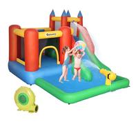 Outsunny Castillo Hinchable para Niños +3 Años 6 en 1 Castillo Inflable con Inflador Parque Acuático con Tobogán Zona de Salto Piscina y Bolsa de Transporte 330x245x215 cm Multicolor